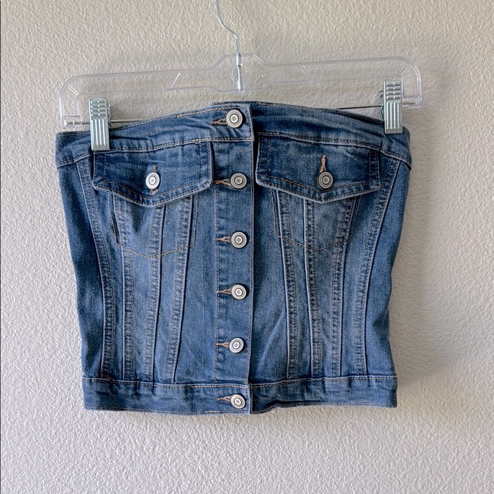 Project Rebel Denim Tube Top Small NWOT